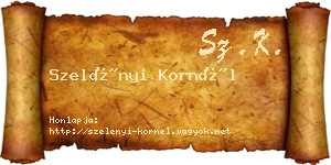 Szelényi Kornél névjegykártya